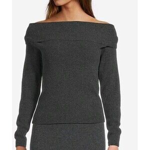 Antonio Melani 100% Cashmere Off-The-Shoulder Long Sleeve Knit Sweater  Small